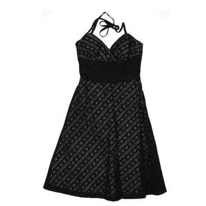 White House black market Black eyelet v neck halter a line mini dress women’s 0